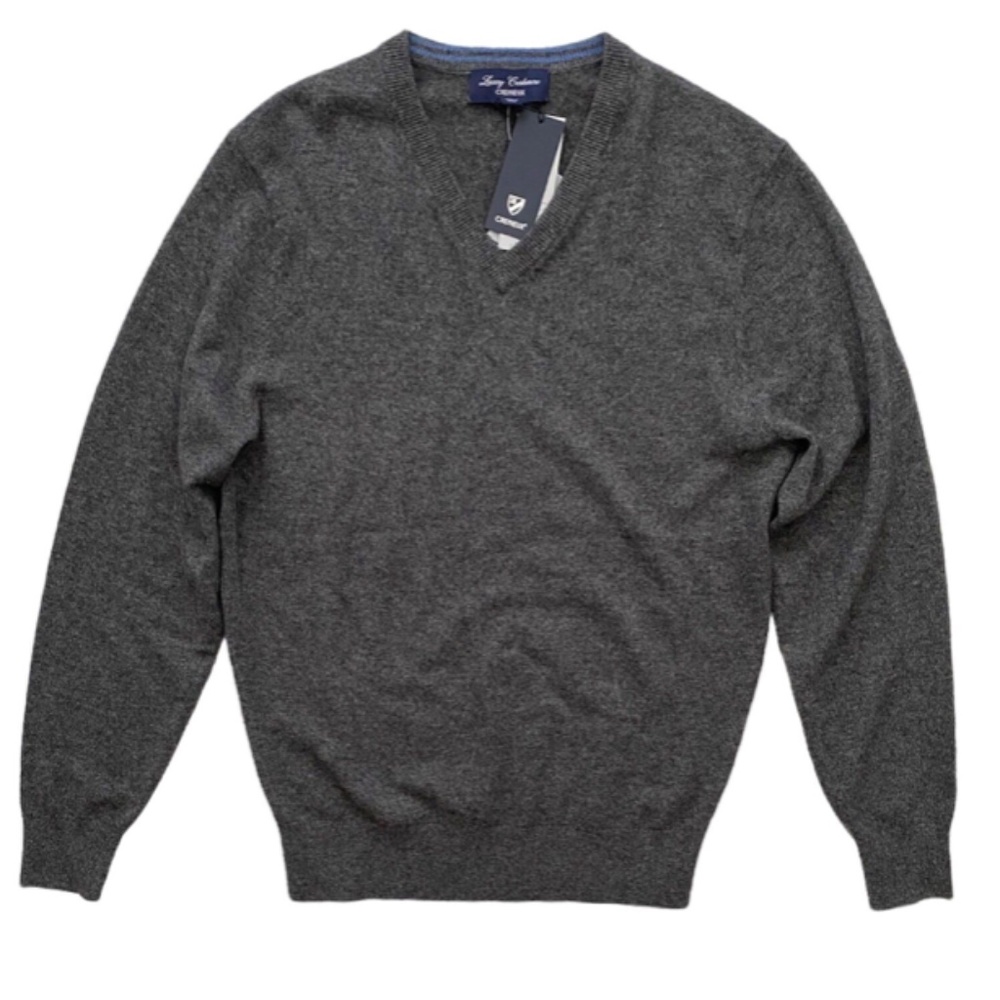 Daniel Cremieux Nwt Men's Luxury 100% Cashmere V Neck Pullover Gray Sweater XL